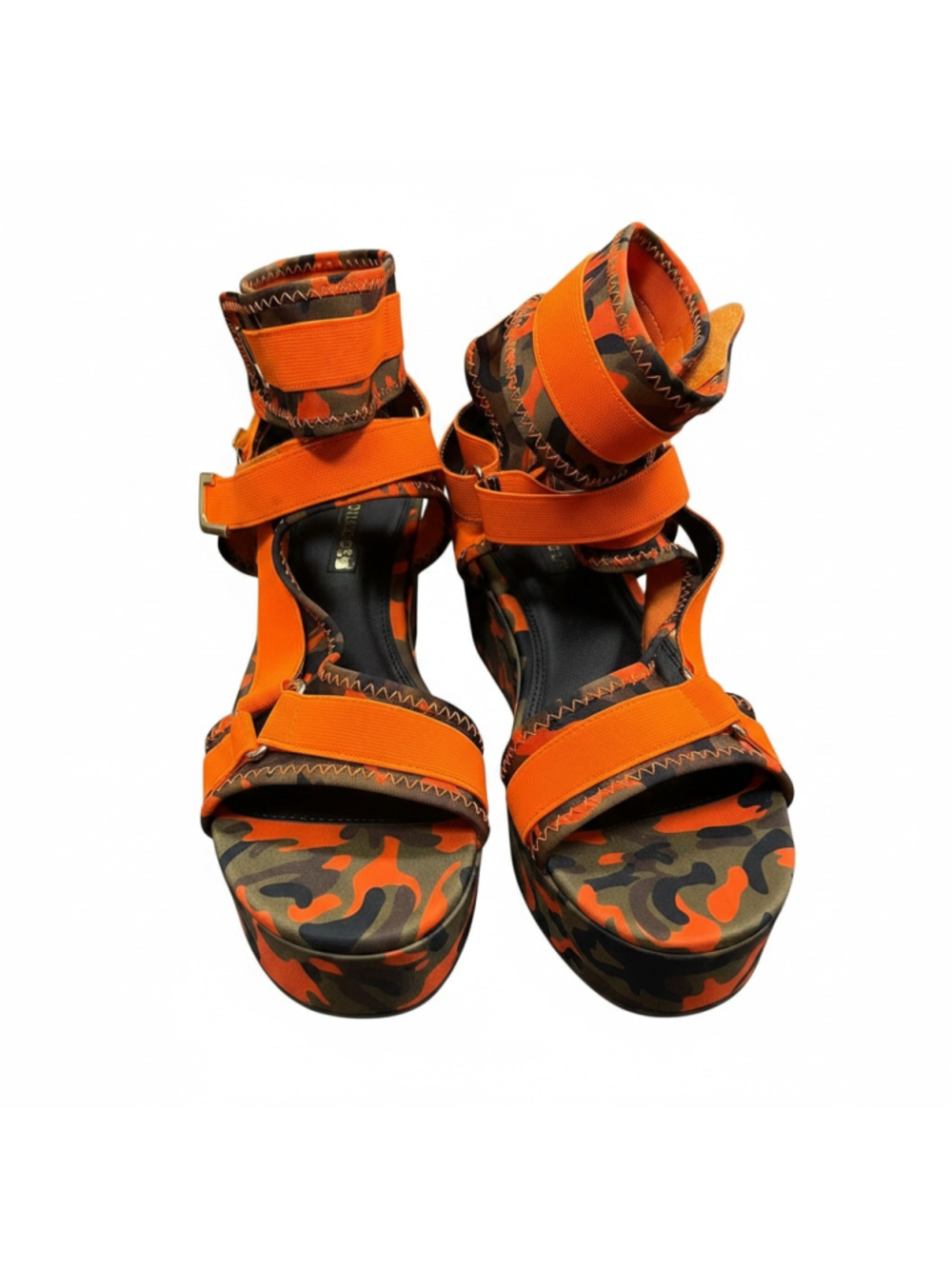 Women's Liliana Camo Platform Sandals in Orange and Green